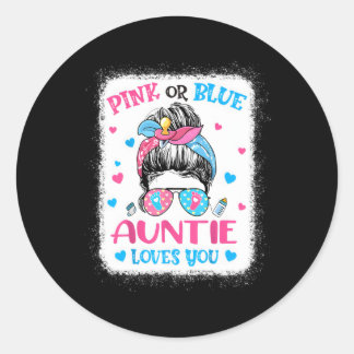 K eller Blue Auntie Kärlek You Gender Reveal Messy Runt Klistermärke