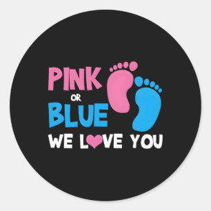 K eller Blue We Kärlek You Gender Reveal Runt Klistermärke