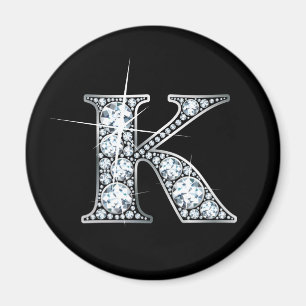 ’K’ Faux-’Diamond Bling’ Magnet