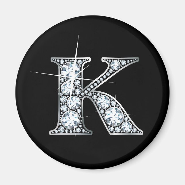 ’K’ Faux-’Diamond Bling’ Magnet (Framsidan)