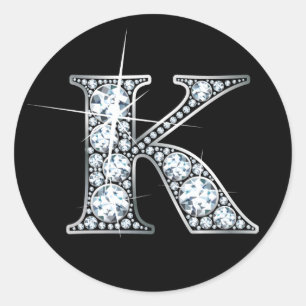 "K" Faux-"Diamond Bling"-märke Runt Klistermärke