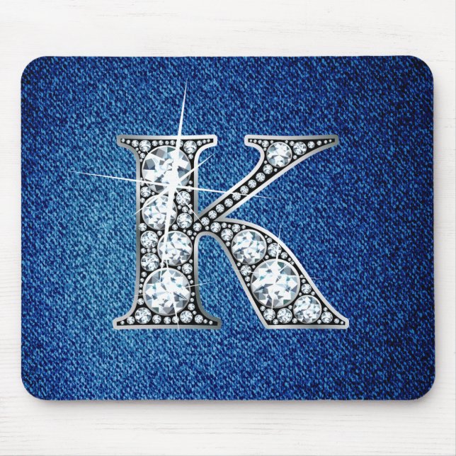 K Faux-"Diamond Bling" på Denim Mousepad Musmatta (Framsidan)