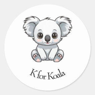 K för Koala Runt Klistermärke