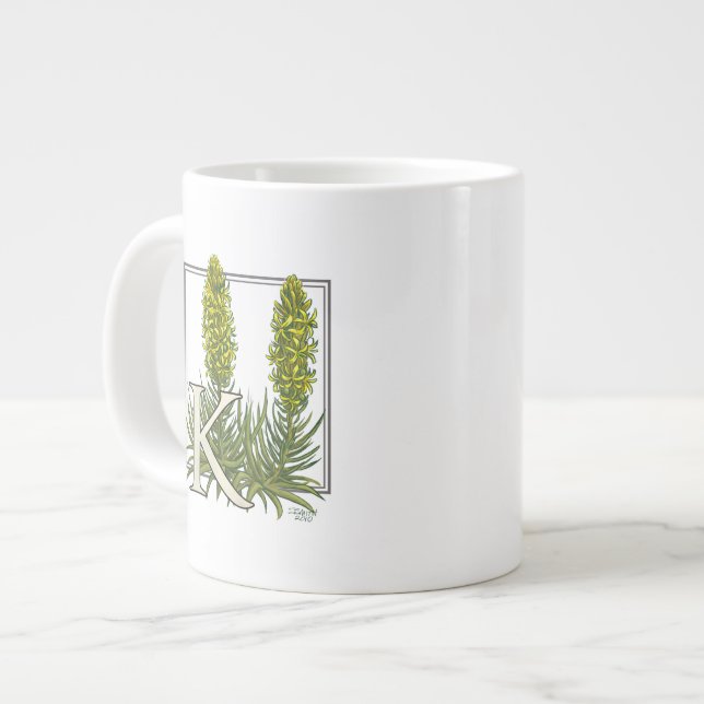 K för Kung Spear Blommigt Monogram Art Jumbo Mugg (Framsida vänster)