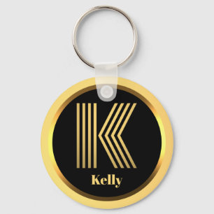 K Guld Monogrammed Brev Personlig Keychain Nyckelring