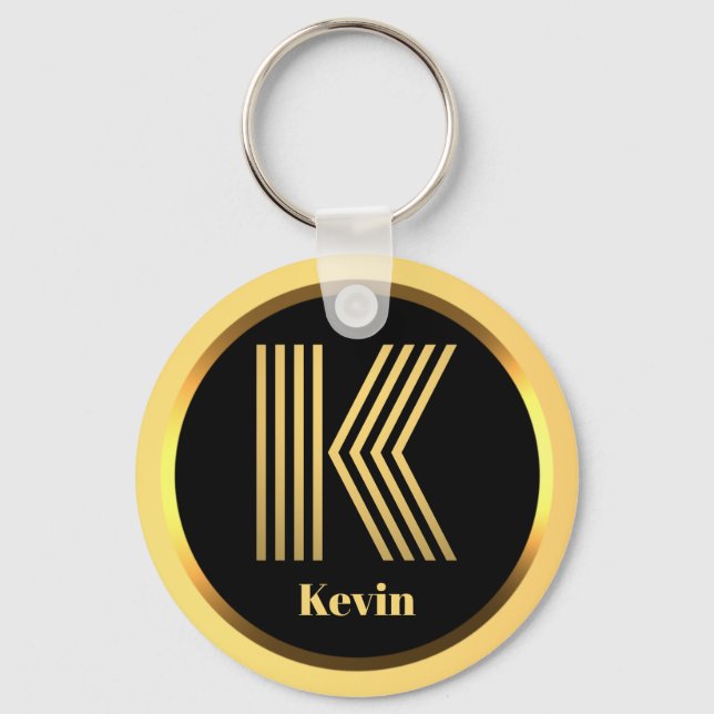 K Guld Monogrammed Brev Personlig Keychain Nyckelring (Framsida)