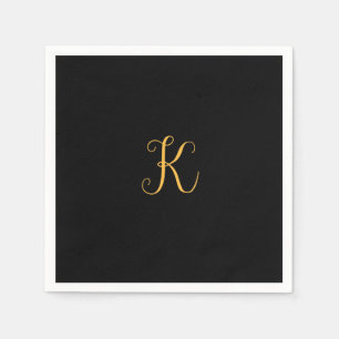 K guld på svart monogram pappersservett