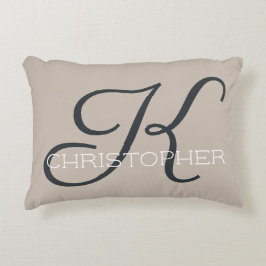 K Initial Personligt Namn Taupe Neutral Beige Prydnadskudde