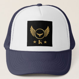 K Initialt med Guld Eagle Image Snyggt Monogram Keps