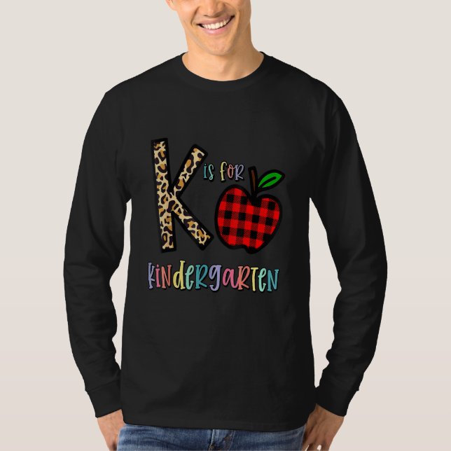 K Is For Kindergarten Teacher Cute Leopard T Shirt (Framsida)