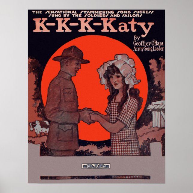 K-K-K-Katy Tidigt 1900:s Lakan Music Cover Poster (Framsidan)