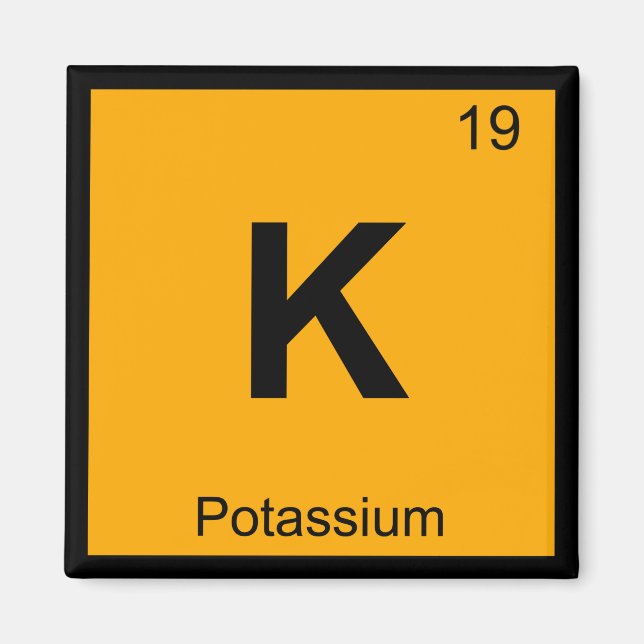 K - Kalium Kemi Periodiska Systemet Symbol Magnet (Framsidan)