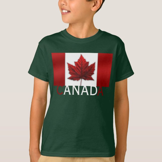 K Kanada Flagga Barn Tröja Kanada Souvenir T-shirt (Framsida)