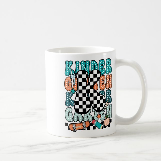 K Kindergarten Teacher Checkered Back To School Ki Kaffemugg (Höger)