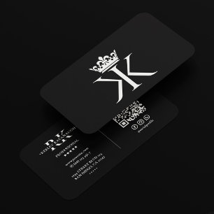 K Krona Black White Modern Professionell Modern Visitkort