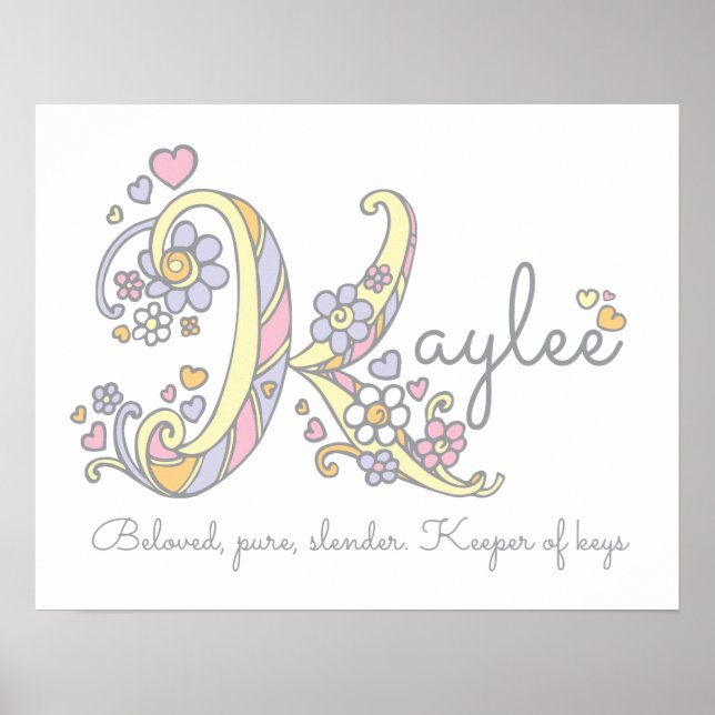K monogram art Kaylee-flickorna namn poster (Framsidan)