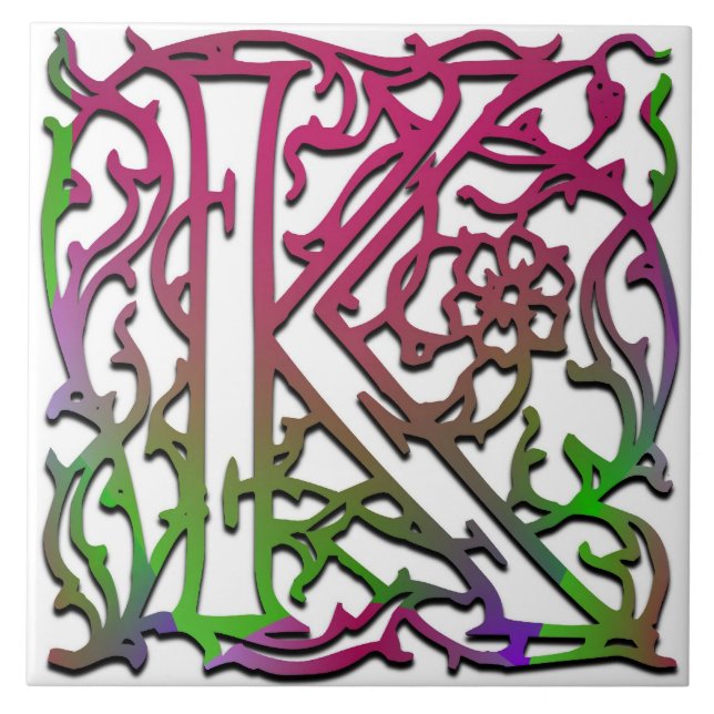 K Monogram "Besque Garden" keramiskt plattor Kakelplatta (Framsidan)