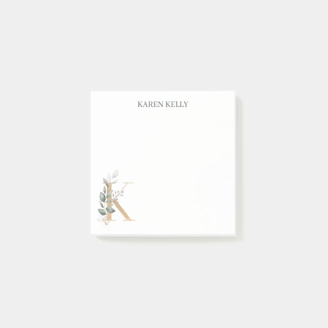 K Monogram - Blommigt Notes Post-it Block (Framsida)