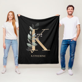 K Monogram Blommigt Personlig Fleece Blanket