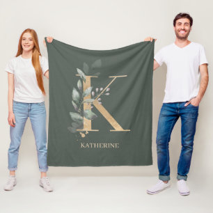K Monogram-Blommigtens Personlig Fleecefilt