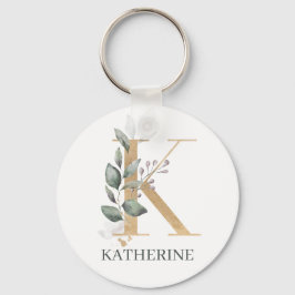 K Monogram-Blommigtens Personlig Nyckelring