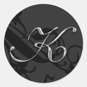 K Monogram Brev Bröllop kuvertförslutningsmärke fö Runt Klistermärke