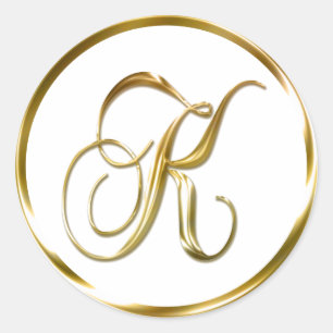 K Monogram faux Guld kuvert eller favoritförseglin Runt Klistermärke