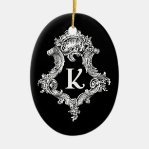 K Monogram initial Julgransprydnad Keramik