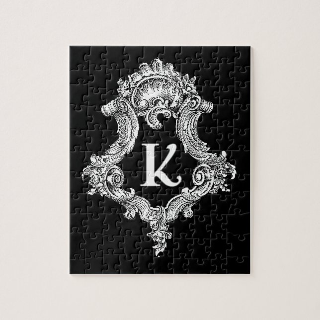 K Monogram initial Pussel (Vertikal)