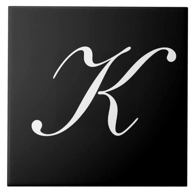 "K" Monogram inledande vit på svart Kakelplatta (Framsidan)