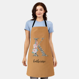 K Monogram Leopard Print Blommigt Apron