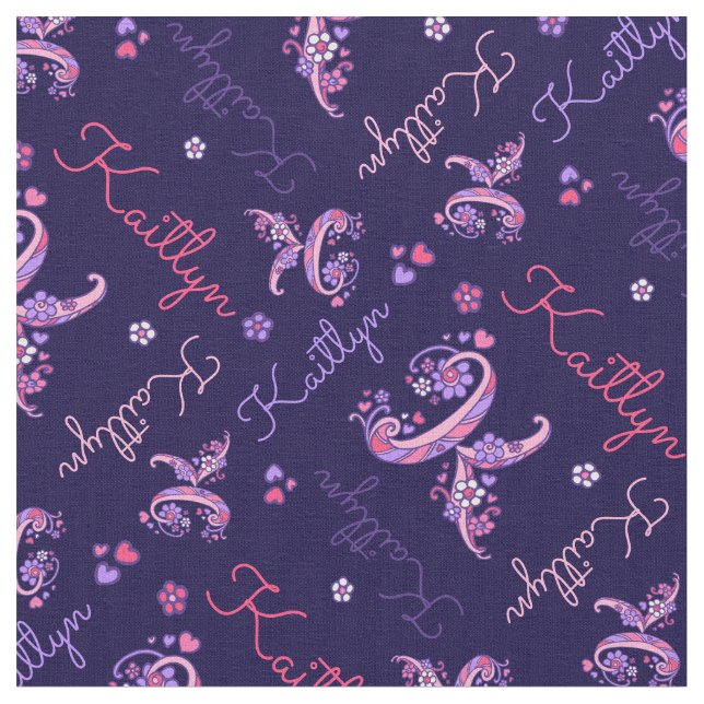 K monogram och personlig namn Kaitlyn Tyg (Närbild)