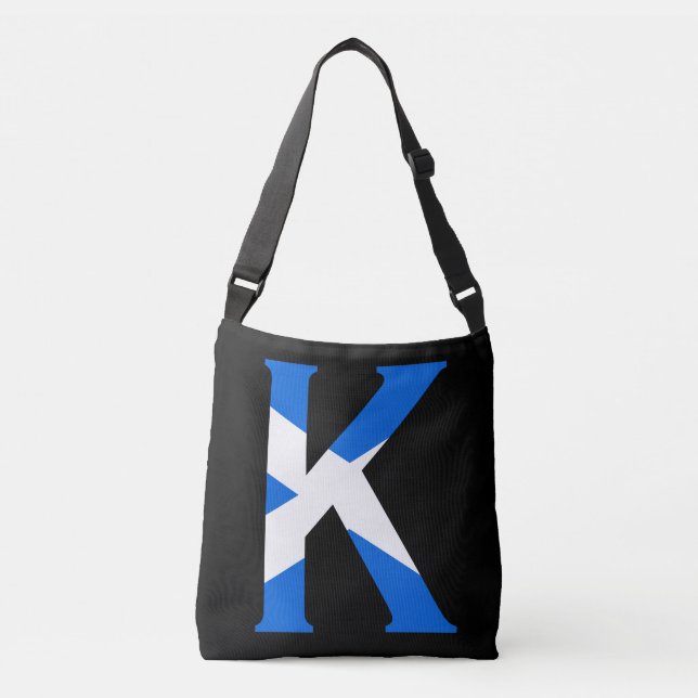 K Monogram överlagd på skotsk Flagga Axelväska (Framsida)