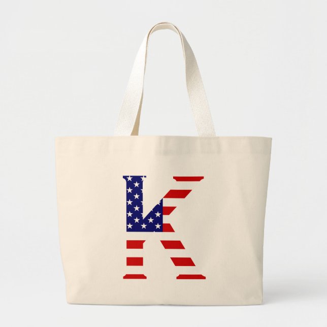 K Monogram överlagt på USA flagga jtcnt Jumbo Tygkasse (Framsidan)