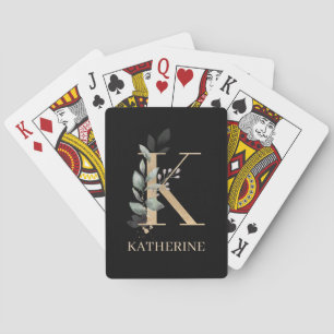 K Monogram-Personlig för uppspelning av Blommigt Casinokort