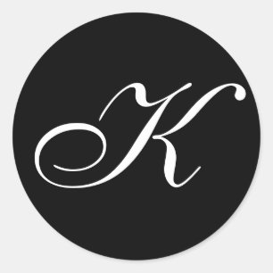 K Monogram Stickers Runt Klistermärke