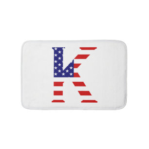 K Monogram täckt över USA flagga Badrumsmatta