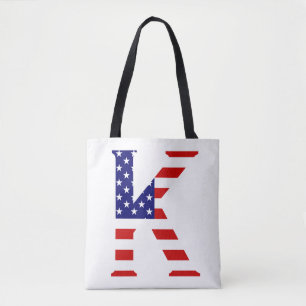 K Monogram täckt över USA flagga Tygkasse
