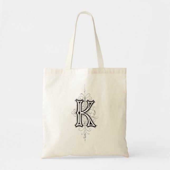 "K" Monogram Tote Bag Tygkasse (Framsidan)