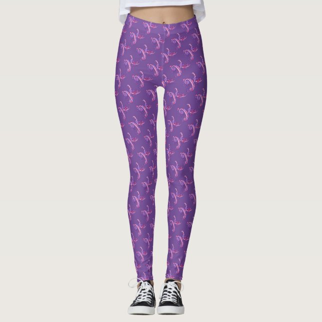 K-monogramserade lila mönstrade leggings (Framsida)