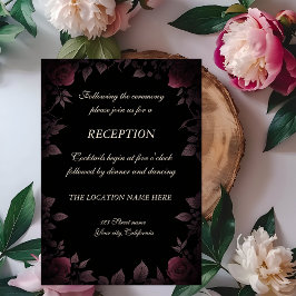k Mörk Burgundy Ro Black Wedding Reception Inbjudningar
