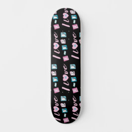 K-pop älskar koreansk pop fan monogram svart rosa  mini skateboard bräda 18,5 cm