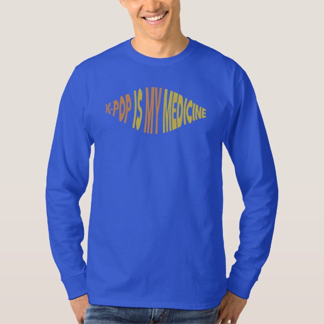 K-Pop är min medicin Ver 1 Långärmad T-Shirt (Framsida)
