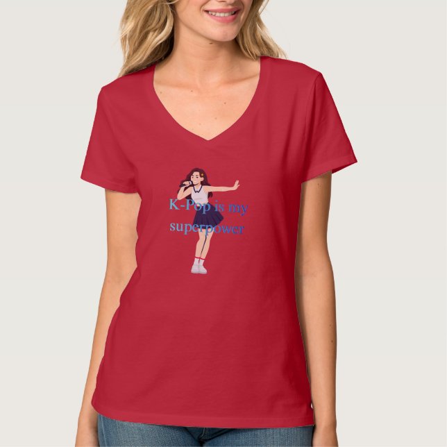 K-Pop är min superkraft Söt Idol Estetisk T-Shirt (Framsida)