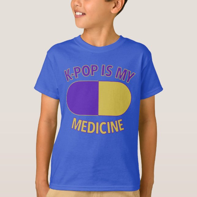 K- Pop är mitt läkemedel, barn T- Shirt T (Framsida)