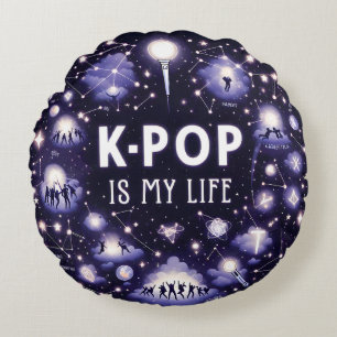 K-pop är mitt liv Flytande bland stjärnor Rund Kudde