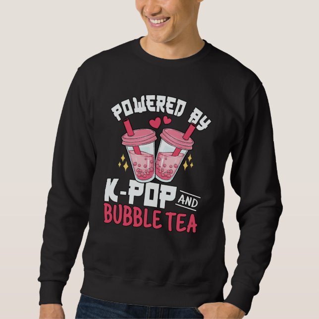 K Pop Bubble Tea Boba Korean Pink K Pop Music Lång Ärmad Tröja (Framsida)
