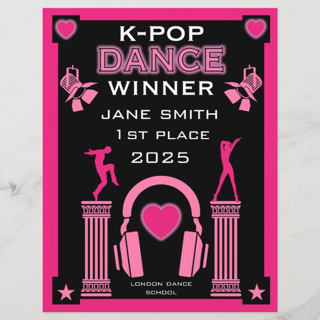 K-POP Dance Competition Certificate (Framsida)
