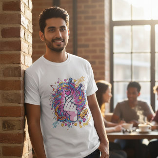 K-Pop Finger Heart Pop Art Design T-Shirt
