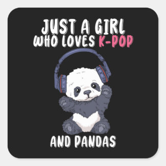 K Pop Gifts Girls Women Music Panda Koreapp Fyrkantigt Klistermärke